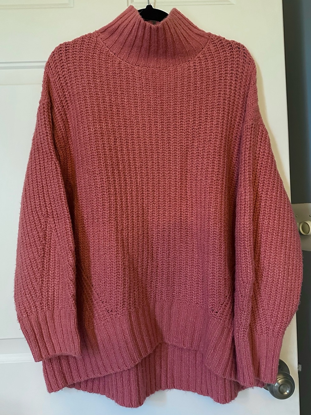 The Dakota Anthropologie Oversized Coral Turtleneck Sweater